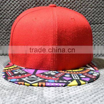 Wholesale Custom Embroidered Caps, Snapback Embroidery Caps,Floral brim 5 panel cap