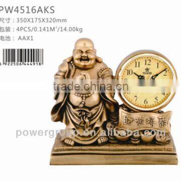 The God of wealth table clock Polyresin lucky gift shows time for office using