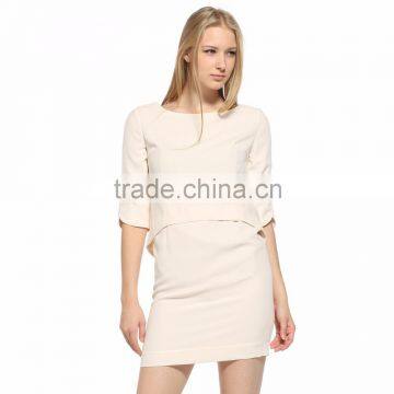 Women's False Fake Two Pieces Wear to Work Party Short Sleeve Dress OEM Type ODM Manufacturer Clothes Factory Guangzhou photo-2