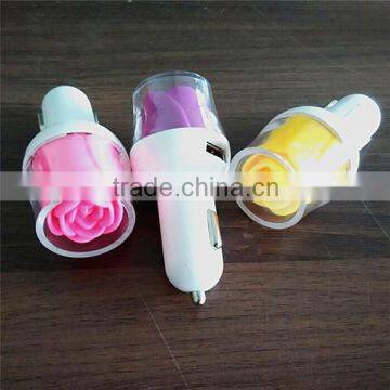 hot sale USB Car Charger Adapter 3100mah Colorful Car Charger for ipad iPhone with flower