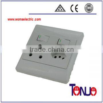 South African 15A socket with 2 gang switch