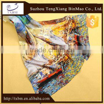 Customize 100% silk scarf paint or digital printed long silk scarves