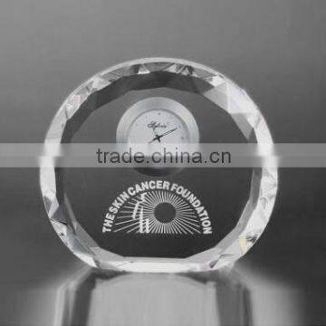 Beveled Crystal Circle Clock Souvenir Gifts