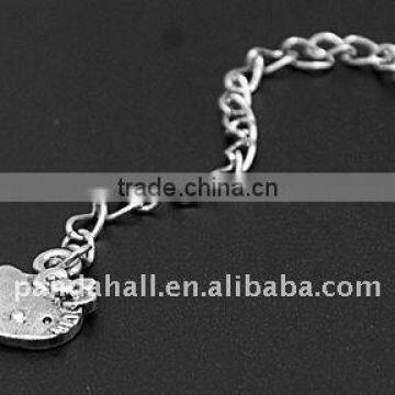 Brass End Chains, with Tibetan Style Pendant, Nickel Color, Brass Side Twist Chains: 3.4x1.4mm(FIND-JF00024)