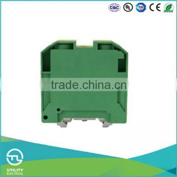 UTL Din Rail Wire Earthing Terminal Block 70mm Electric Connectors Ground Yellow Green Terminal