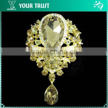 Amber AB Rhinestone Gold Metal Decorative Vintage Wedding Brooches