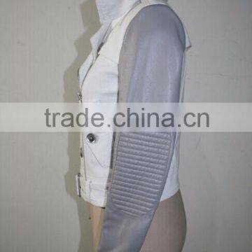White PU Women Jacket 2016 Professional
