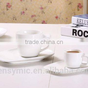 T00217 Big Handle White Porcelain Tea Cup With Saucer photo-2