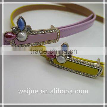 Lady's fashion colorful skinny belt with diamond for dress