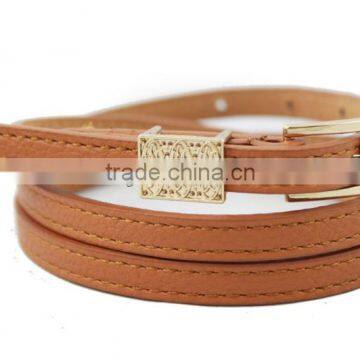 PU skinny lady belt with alloy buckle