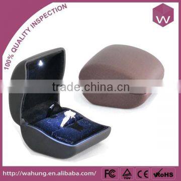 Black Pu Leather Custom Ring Jewelry Box With Led Light Wholesale                        
                                                Quality Choice