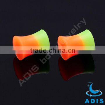 2 Tone ADIS Silicone Ear Plugs Piercing Orange/Yellow