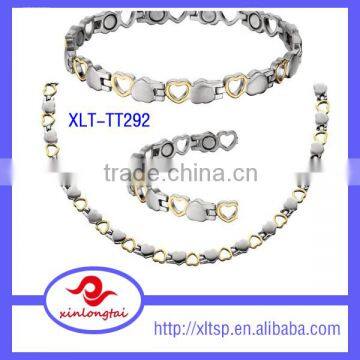 Fashion Magnetic Titanium Steel Necklace Bracelet Sets 2014