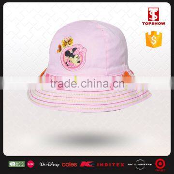 Cotton Embroidery Pink Baby Bucket Hats