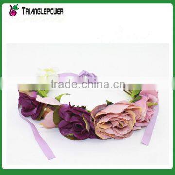 Graceful wedding fabric rose flower bando lace-up flower headband