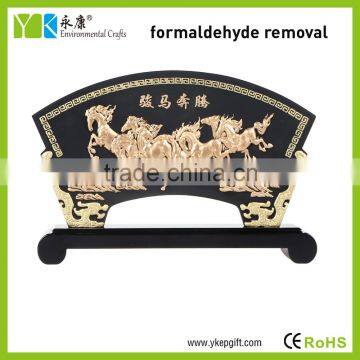 Horse galloping Chinese traditional style fan shaped crafts and gifts for home decor