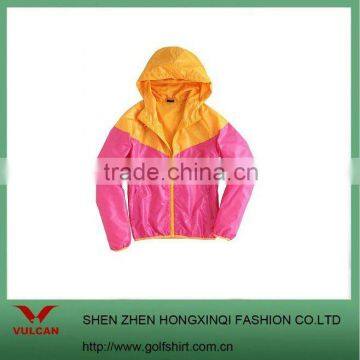 ladies new design yellow light weight sports jacket with hoody