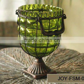 Metal Base Plate Glass Flower Vase photo-3