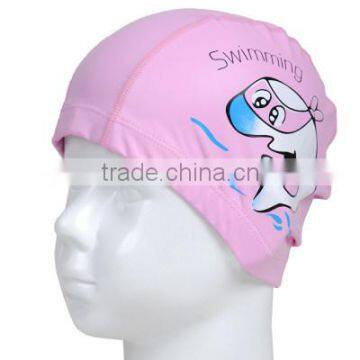 Children's cartoon Swimming pool PU Coating ear Protection Swimming Cap