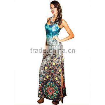 TE3027 2016 sexy Women Floral Printe Long Sleeveless Dress