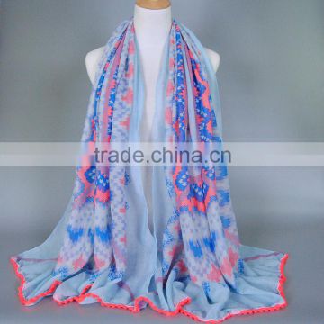 Fashion women's mercerized cotton scarf with tassel 180*100cm