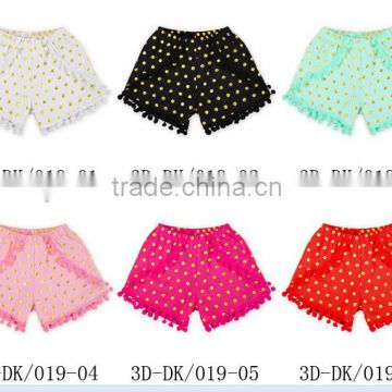 New Hot Sell!! Baby hot stamping gold point shorts Hot stamping of pure cotton ball PP pants