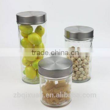 Classical Kitchen Use Glass Storage Jar with Metal Screw Lid