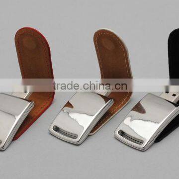 Hot sale new design luxury usb flash drive, Embossed logo leather usb 1GB to 64GB warranty 3 years