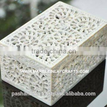 Soapstone Decorative Jewellery Box, Indian Soapstone Jewellery Box