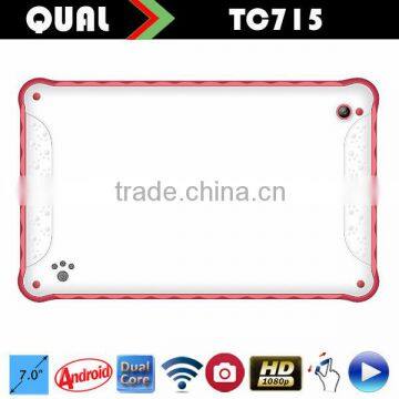 7 inch tablet pc for kids with Allwinner A23 Dual Core two Camera 800*480 Display Multi-Colors Case T