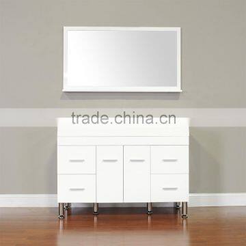 Pure White Wooden Bathroom Vanity With Stainless Steel Legs