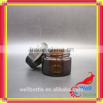 50g amber cream jar with glass jar for cream with black gold cap wellbottle wholesale