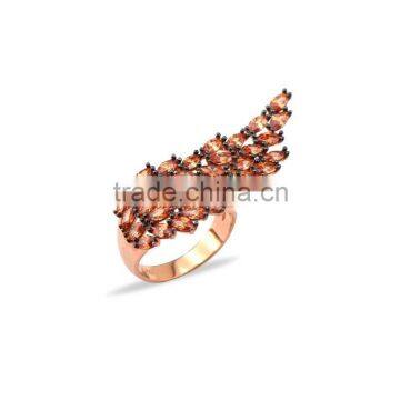 Rose Gold P. 925K Sterling Silver Angel Wings Champagne Ring