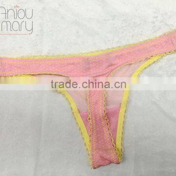 Lovely Young Ladies Pink Colour With Prined Breathable Bra and Panty Set Thong Set photo-3