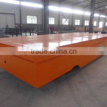 Metal industry using electric flatbed rail trolley