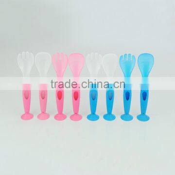 Baby plastic/ TPE encapsulated spoon and fork / baby cutlery