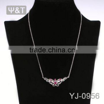 Multi Chain Mesh Titanium Druzy Stone Crystal Heart Shape Pendant Fashion Necklace