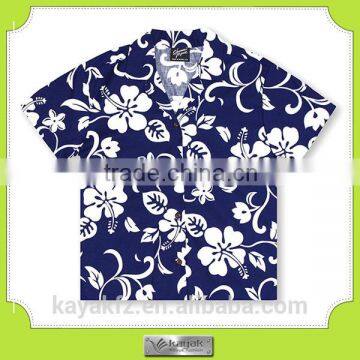 custom blue printing fashion cotton cheap hawaiian shirt manufacturer