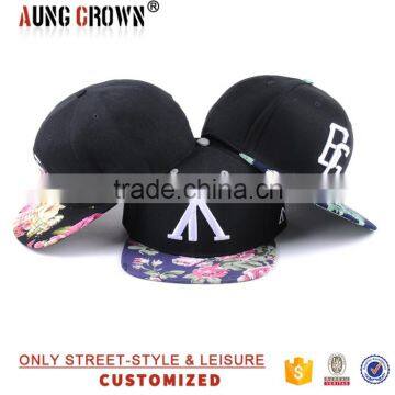 100% cotton twill floral brim snapback cap