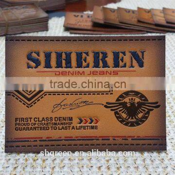 Custom logo leather clothing tags for casual jeans