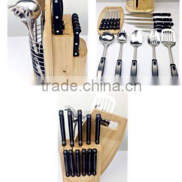 New Revoled Wooden Block 18pcs Kitchen Knives Set and Kitchen Ware Set KC-3008