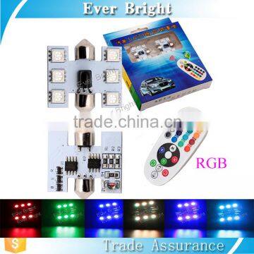 Led interior car light led dome light remote control 2pcs bulbs 31mm festoon 6smd 5050 rgb led