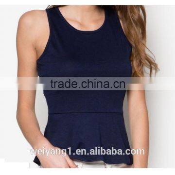 Basic Sleeveless Peplum Top Elegant Woman Blouses photo-6