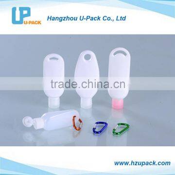 30ml, 50ml, 60ml PE and PVC flip top cap sport bottles & tottles with carabineer