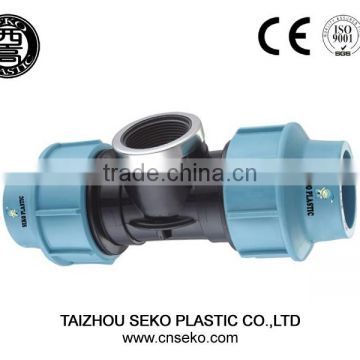 pe pp compression fittings/ italian type female threaded tee compression pipe fittings