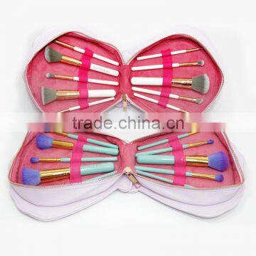 2017 New 10pcs Makeup Brush Set Women Colorful Soft Synthetic Hair With Shell Leather Bag Powder Foundation Cosmetic Tools photo-3