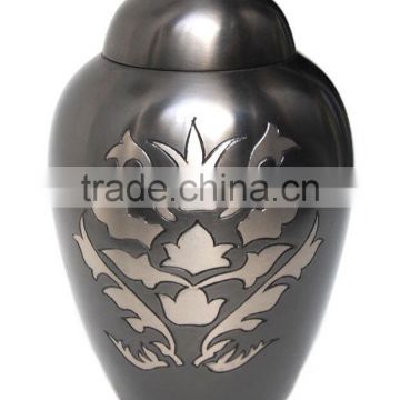 Engraved Flower Figure Brass Cremation Urns