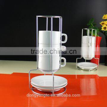 2017 Hotel Supplies 304 Stainless Steel Rack Plus Ceramic Tea Cup Set photo-2
