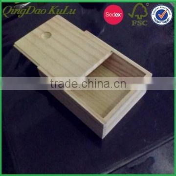 creative pine wood unfinished slidding top wooden storage box