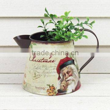 2014 autumn new design christmas metal watering can garden pot